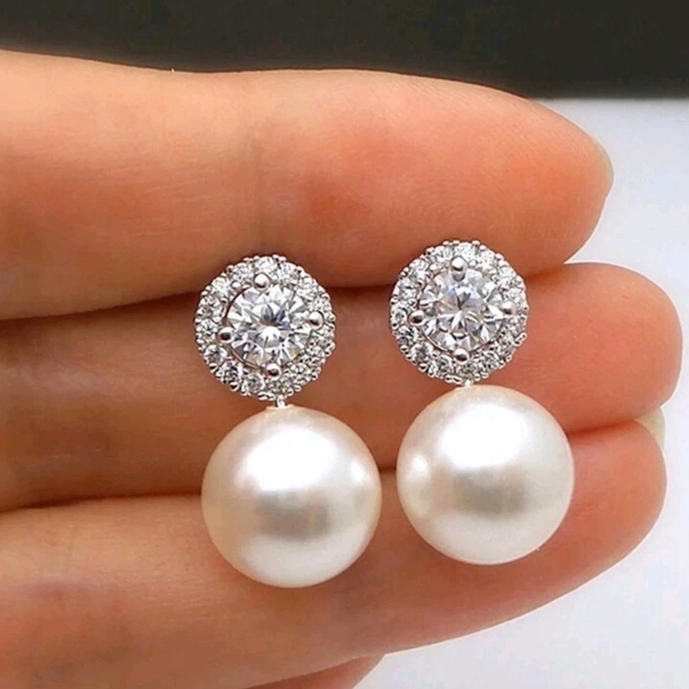 Elegant Silver and White Pearl Earrings